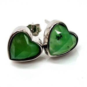 Boucle d'oreilles argent 925 cœur Jade vert