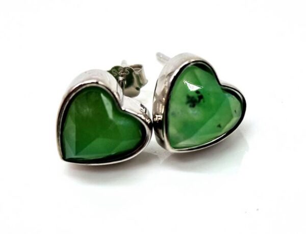 Boucle d'oreilles argent 925 cœur Jade vert