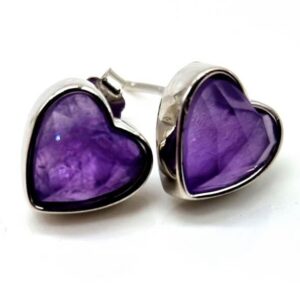 Boucle d'oreilles argent 925 cœur Améthyste