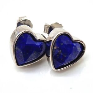 Boucle d'oreilles argent 925 cœur Lapis-lazuli