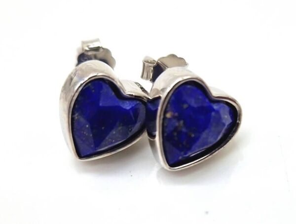 Boucle d'oreilles argent 925 cœur Lapis-lazuli