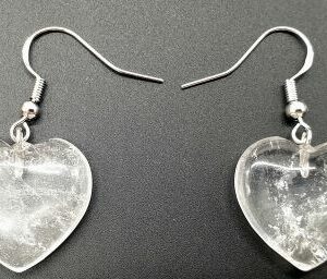 Boucle d'oreille cœur Cristal de roche