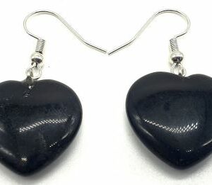 Boucle d'oreille cœur Obsidienne noir