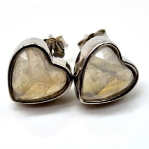 Boucle d'oreilles argent 925 cœur Pierre de lune