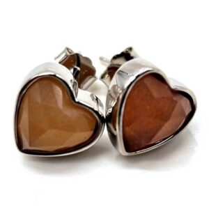 Boucle d'oreilles argent 925 cœur Oeil de Tigre