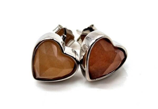 Boucle d'oreilles argent 925 cœur Oeil de Tigre