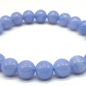 Bracelet perle 8mm Calcédoine Bleue