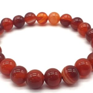 Bracelet perle 8mm Cornaline Rubanée