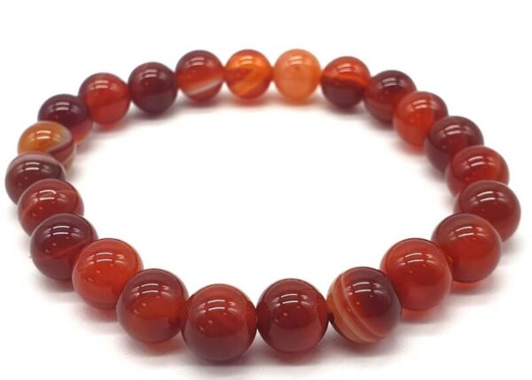 Bracelet perle 8mm Cornaline Rubanée