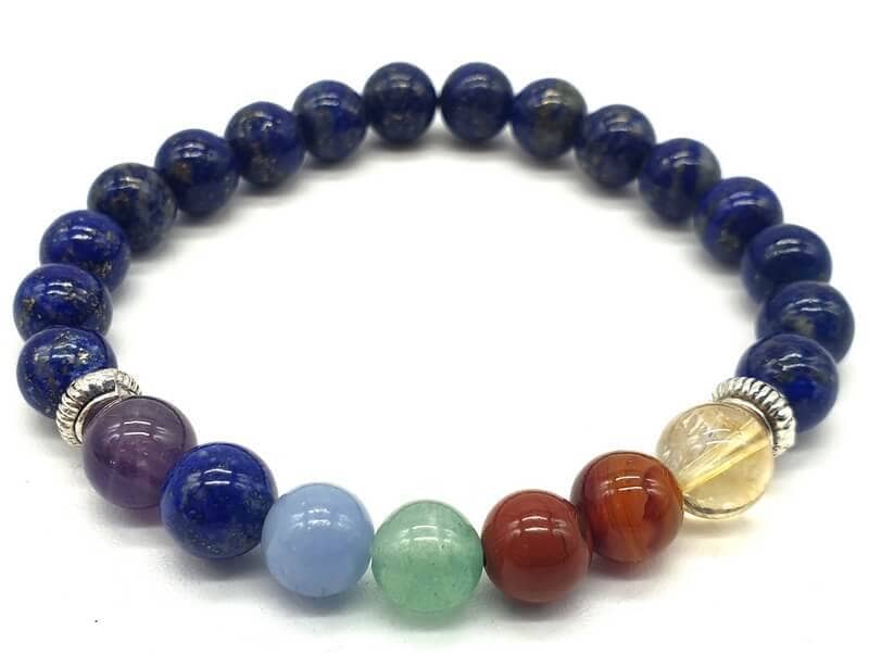 Bracelet perle 8mm Lapis-lazuli & 7 chakra