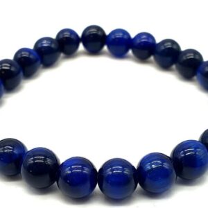 Bracelet perle 8mm Œil de tigre bleue