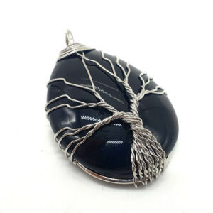 Pendentif Arbre de vie 4cm Obsidienne noir