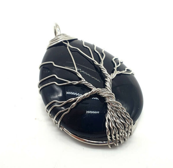 Pendentif Arbre de vie 4cm Obsidienne noir