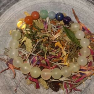 Bracelet  Jade perle 8mm 7 chakras